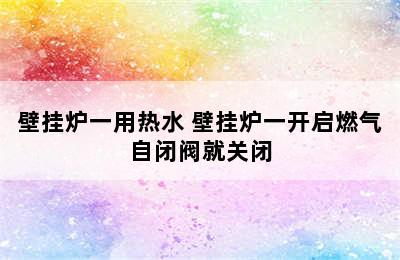 壁挂炉一用热水 壁挂炉一开启燃气自闭阀就关闭